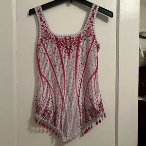 Pink and White Beaded Women's Bodysuit/Eras Tour Taylor Swift Sabrina Carpenter